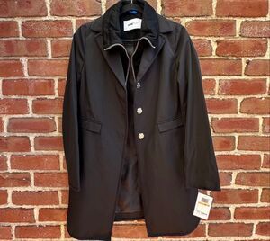 Jane Post $1200 Cashmere Trim Rain Coat Slicker Jacket Black sz womens Small NWT